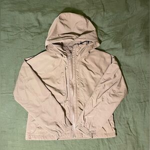 LuluLemon Zip Up Light Jacket Beige Crop&Adjustable Waist, Collapsible Hood, Sm